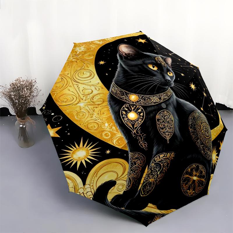 1 Pezzo Ombrello Pieghevole Automatico - Fantasia Gatto Carino, Design Portatile e Pieghevole con 8 Stecche, Regali di Natale e Compleanno