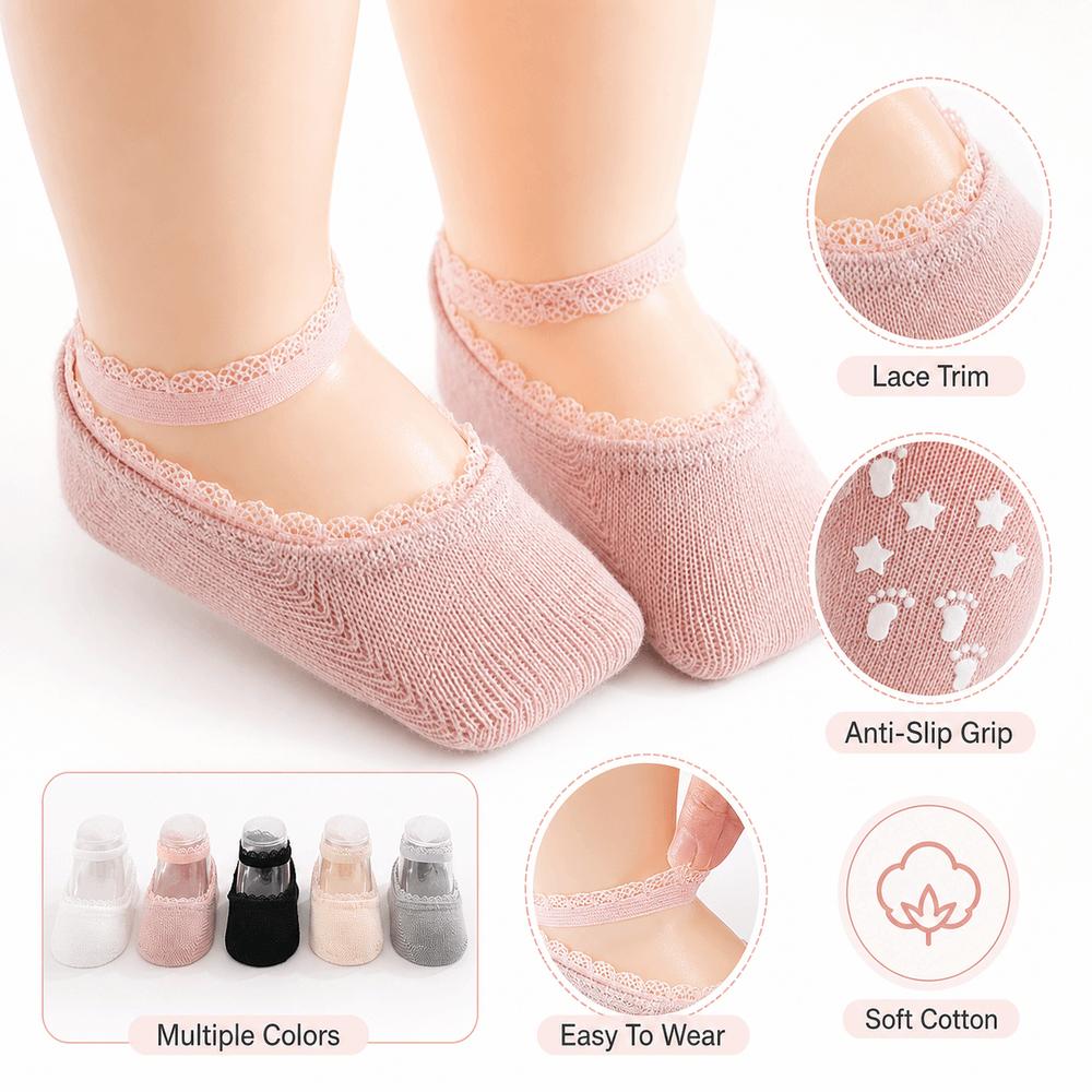 Soft Cotton Infant Lace Socks Solid Color Baby Socks New Newborn Socks Summer Baby Wear