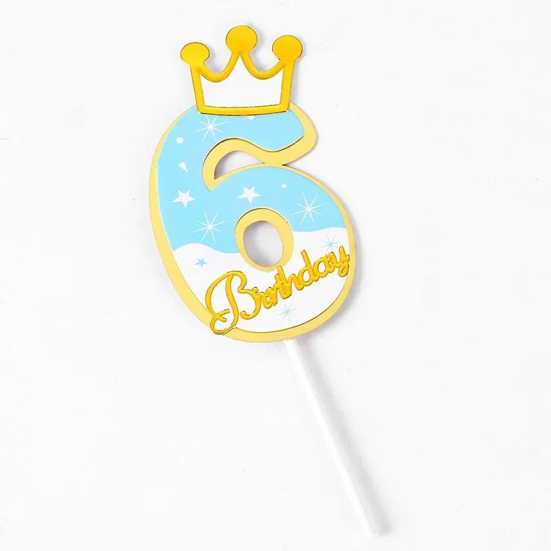 New Digital Decoration Happy Birthday Number Cake Insertion 0 1 2 3 4 5 6 7 8 9 Cake Topper Girls Boys Baby Party Supplies Decor