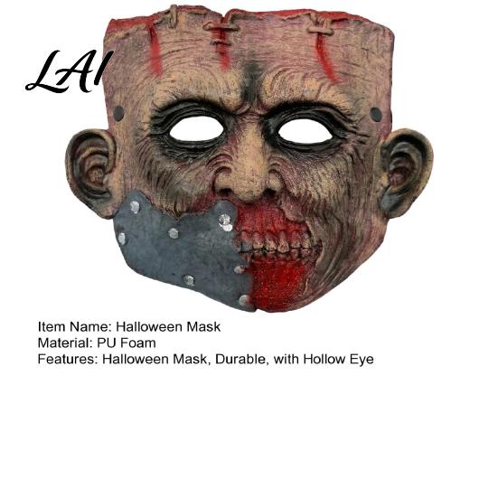 Transparent Eye Hole Mask Halloween Mask Realistic Rotting Zombie Costume Breathable PU Foam Easy to Wear Horror Face for Scary Haunted House