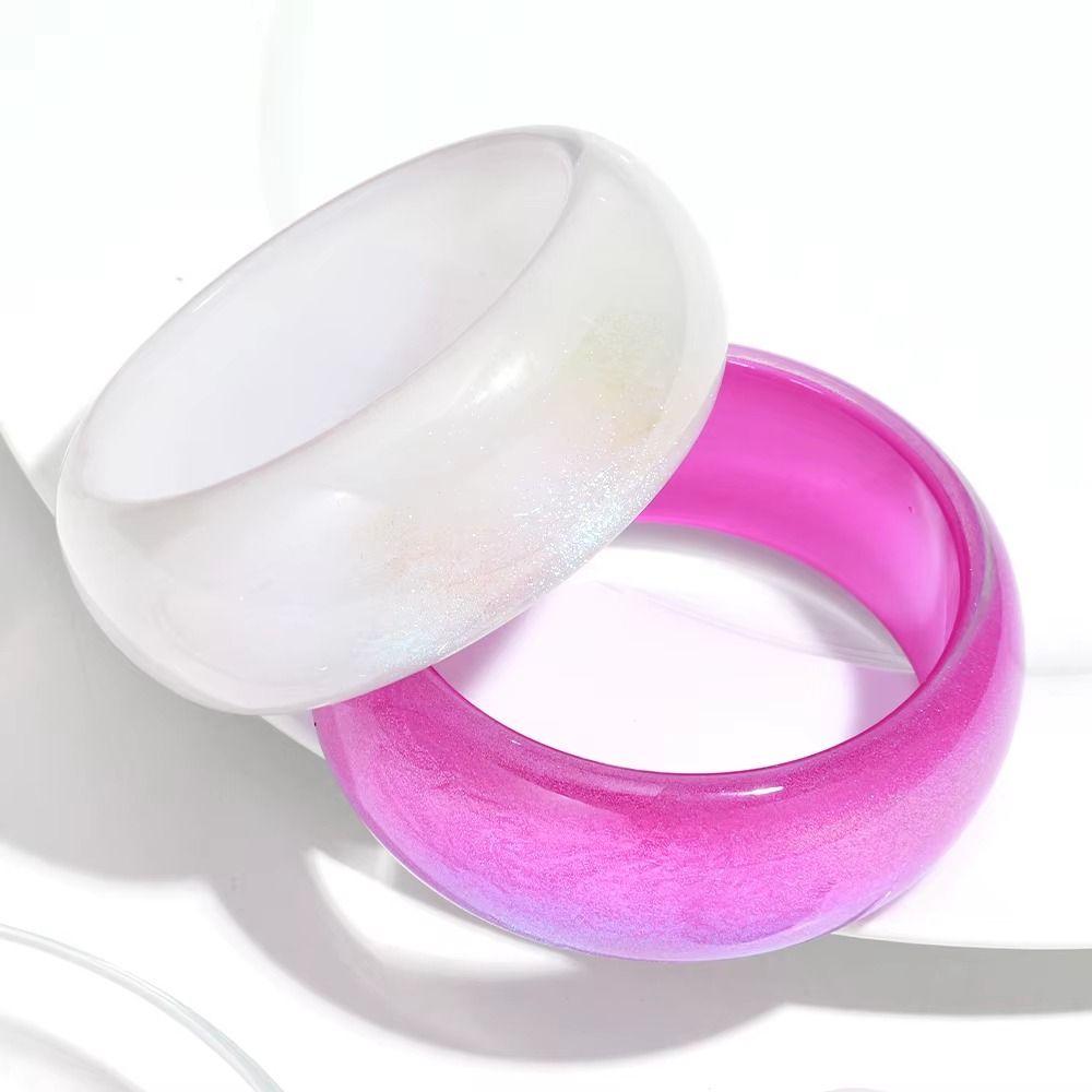Glitter Big Round Irregular Wide Bracelet Geometric Design Transparent Hand Ring  Girls