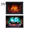 Retro Style Wall Mural Fireplace Flame Decal, Vintage European Background Sticker, Self-Adhesive Realistic Pattern Waterproof for Living Room