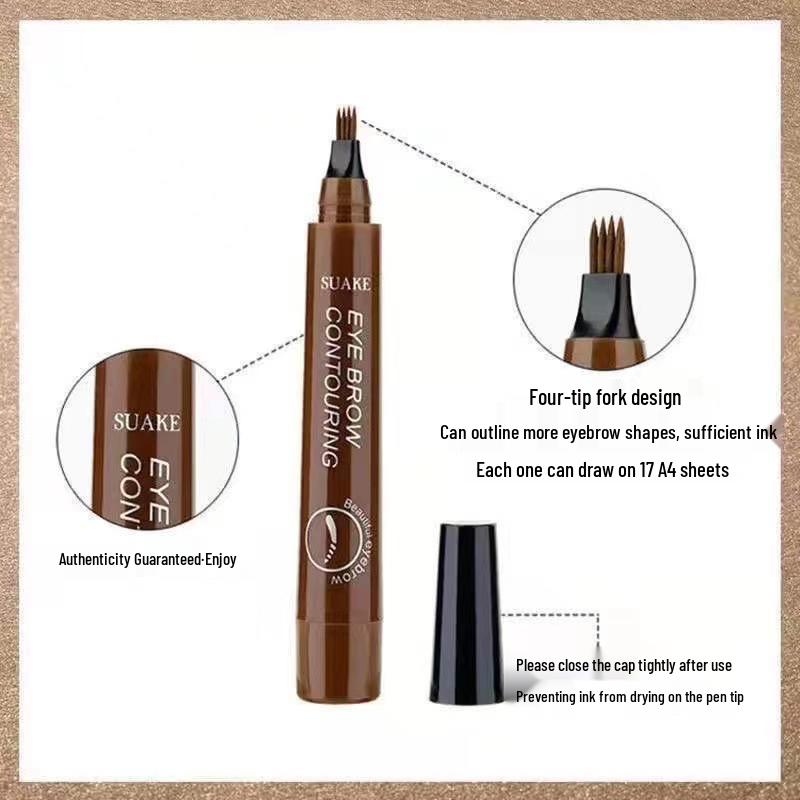 SUAKE 4-Prong Wild Eyebrow Pencil: Waterproof, Sweatproof, Smudge-Proof, Root-Like Simulation Liquid.