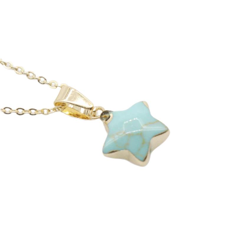 Fashion Gold Plated Stones Star Pendant Necklace Cute New Creativity Stone Charms Necklace Jewelry for Women Gift