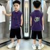 Boys' Trendy Cotton Polo Shirt and Vest Set - Sleeveless Lapel T-shirt, Summer Two-Piece In Medium & Large Sizes