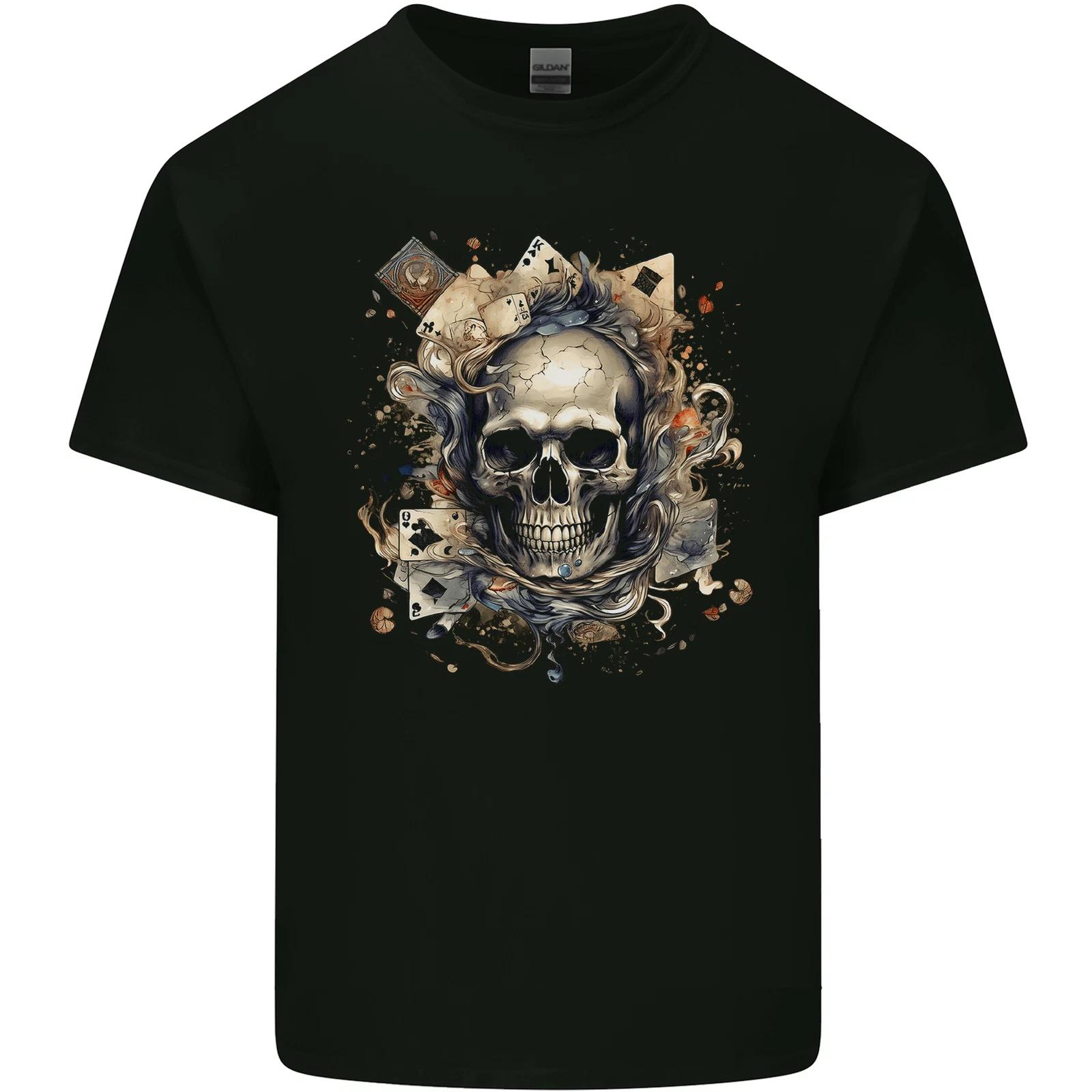 A Poker Skull Playing Cards Kids T-Shirt Childrens 4XL