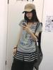 KOSY  Harajuku Print T Shirt Women Short Sleeve Y2k Vintage Tops Patchwork Graphic Tops American Retro 90s Streetwear Tshirt