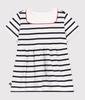 Petit Bateau Short Sleeve Dress Size 18 81cm A0CNZ, Off-White/Navy, Months,