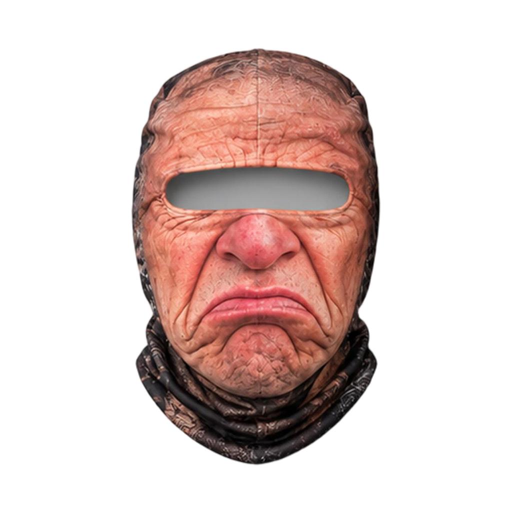 Novelty Old Man Ski, Funny Realistic 3D Full Face Print Winter Hat, Sunglasses Not Included