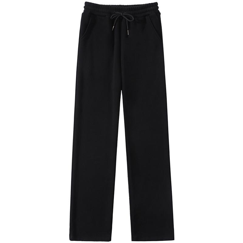 Women's Korean Style High Waist Wide Leg Sweatpants - Petite, Warm, Drape, Casual Sports Pants for Spring 2026