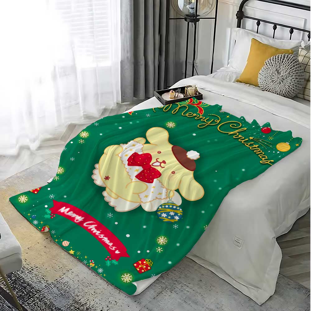 Christmas PomPomPurins Shaggy Throw Blanket for Sofa Warm Winter Blankets Home Bedroom Decoration Bedspread on the Bed Knee Nap
