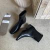 Coarse heel French British style retro square head short boots women's boots autumn new models