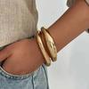 SHIXIN Minimalist Irregular Smooth Metal Open Bangle for Women Hip Hop Geometric Gold Color Stacked Bracelet New Trendy Jewelry