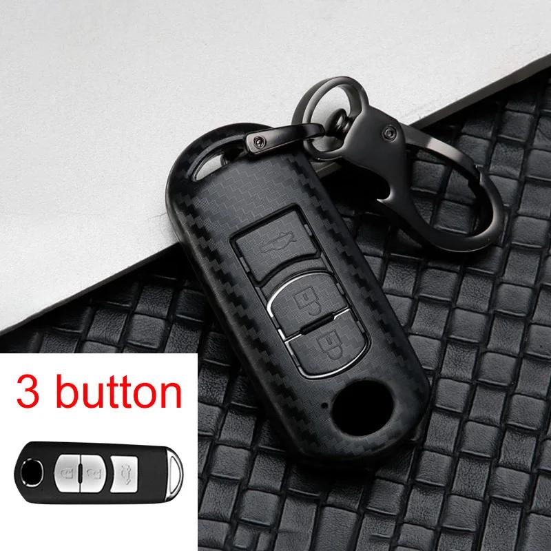 Carbon Car Key Cover Key Case for Mazda 2 3 6 Axela Atenza CX-5 CX5 CX-3 CX-7 CX8 CX-9 2016 2017 2018 2/3 Buttons Auto Bag