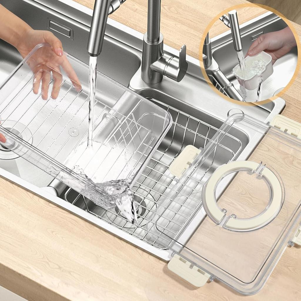 Snackle Box, Divided Serving Tray with Lid and Handle - Portable Snackle Box Charcuterie Container, Clear Snack Platter Organizer, 8 Compartments