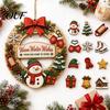 DIY Holiday Craft Decorations Interchangeable Wooden Christmas Wreath, 12 Pcs Front Door Plaque, Indoor Festive Atmosphere Decor Handmade Pattern