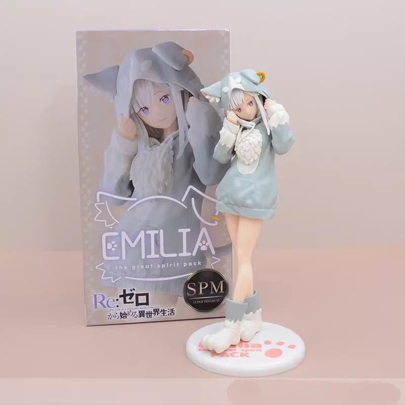 20CM 6 Style Anime Re:Zero Rem Ram Emilia Cute Action Figure Cosplay Hoodie Model Desktop Ornament Decor Collectible Toys Gift