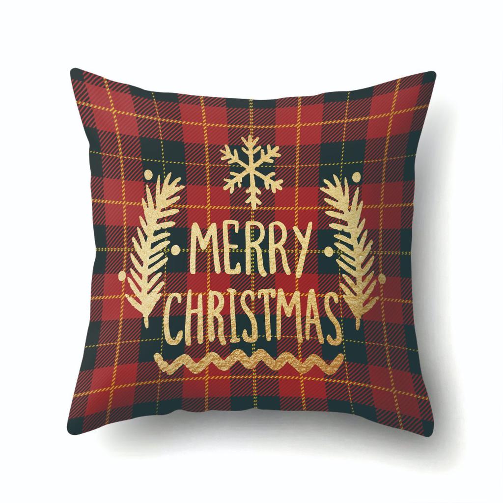 Background Plaid Christmas Polyester Pillowcase Office Pillowcase