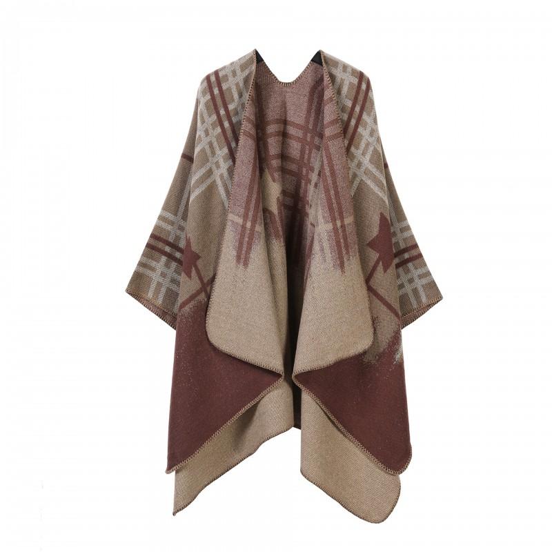 Elegant Vintage Shawl Cape Double-sided Tassel Split Travel Warmth