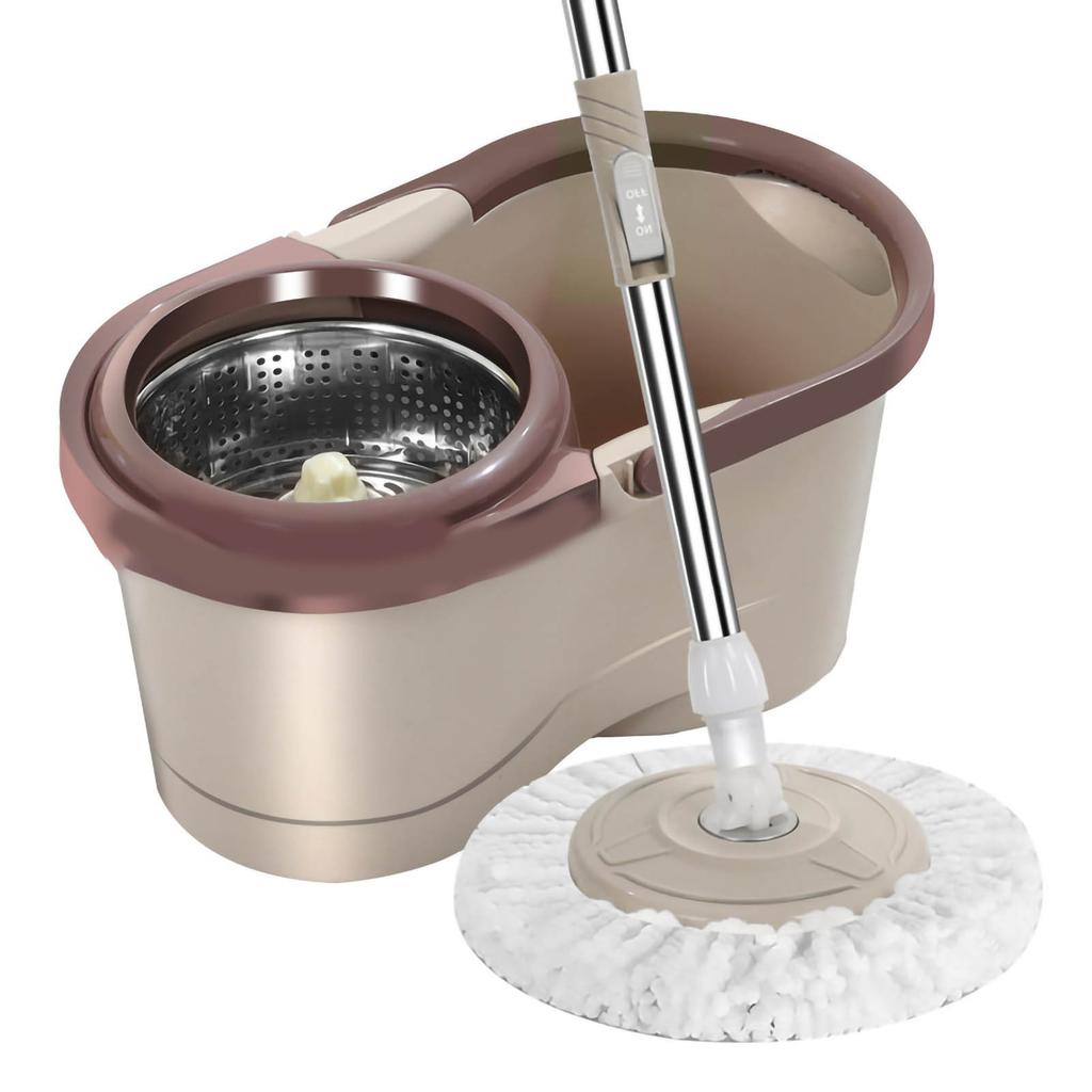 Rotační mopový kbelík s ždímadlem Mokré suché použití Snadno ždímatelný mop pro úklid podlah v domácnosti a kanceláři Khaki