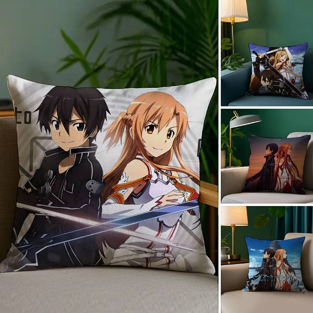 S-Sword Art O-Online SAO Pillow Case Sofa Living Room Bedroom Double-sided Printing Square Cushion Nap Time Pillow Case