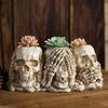 Skull Shaped Flower Pot Halloween Skull Pen Pencil Holder Skeleton Key Holder Makeup Brush Holder Home Office Desk Supplies