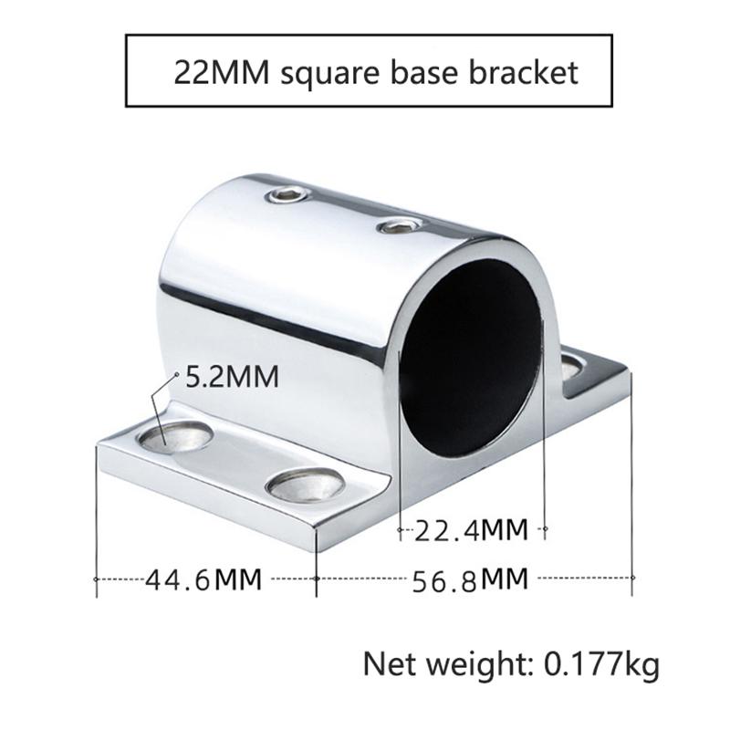 20/22/25Mm Stainless Steel Square Tube Post Base Fixation Anti Corrosion Marine Bracket For Boat Handrail Deck Rail Support