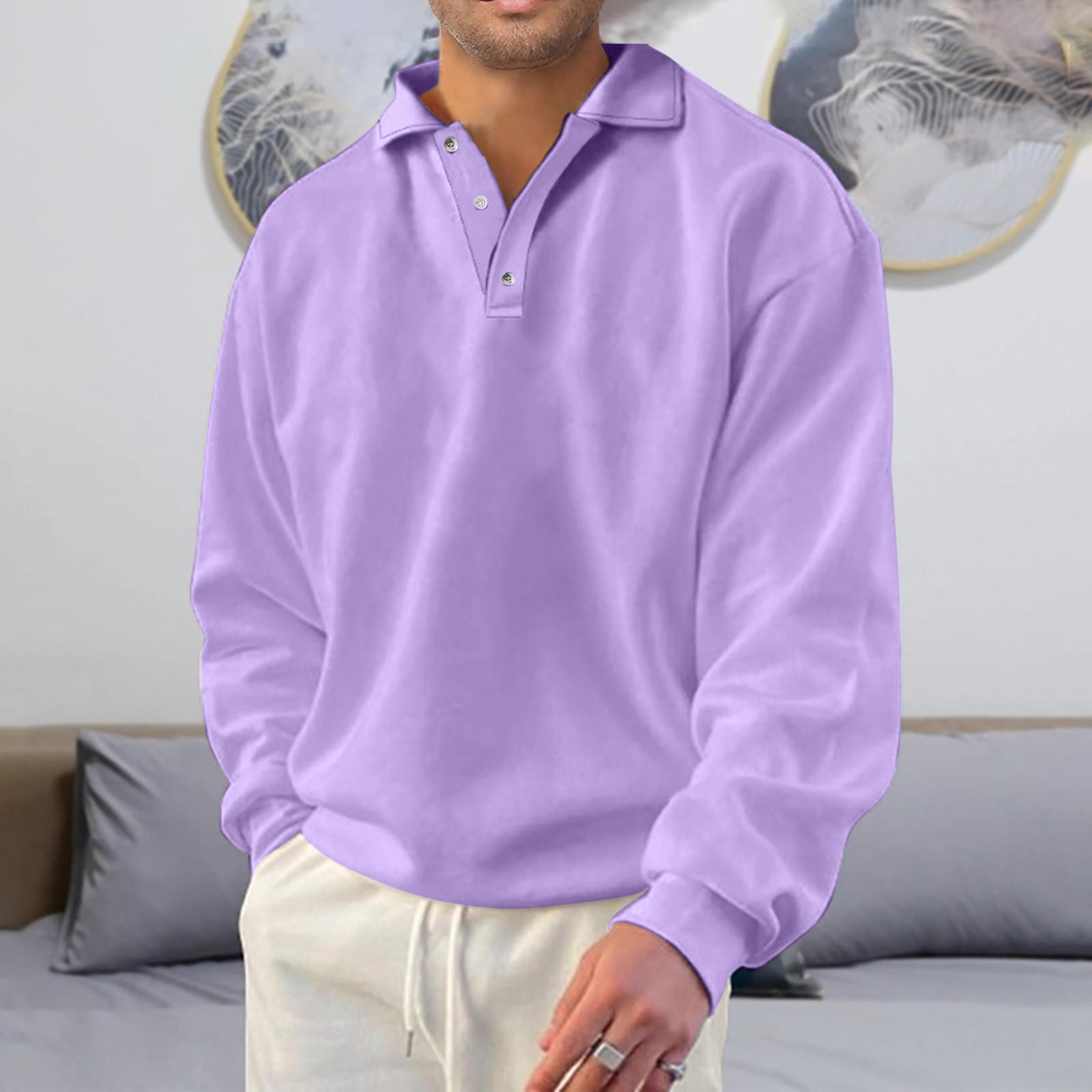 Men s Sweatshirt Winter Sweatshirt Color Lapel Loose Long Sleeve T-shirt L фиолетовый 2440₽