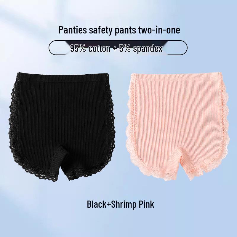 Mädchen Baumwoll-Boxershorts mit Spitze für Sicherheit, antibakteriell