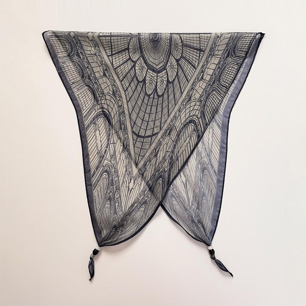 Retro rhombus triangular silk scarf strap fart curtain women's spring and summer fashion versatile stacked wear go out decorative jeans accessories