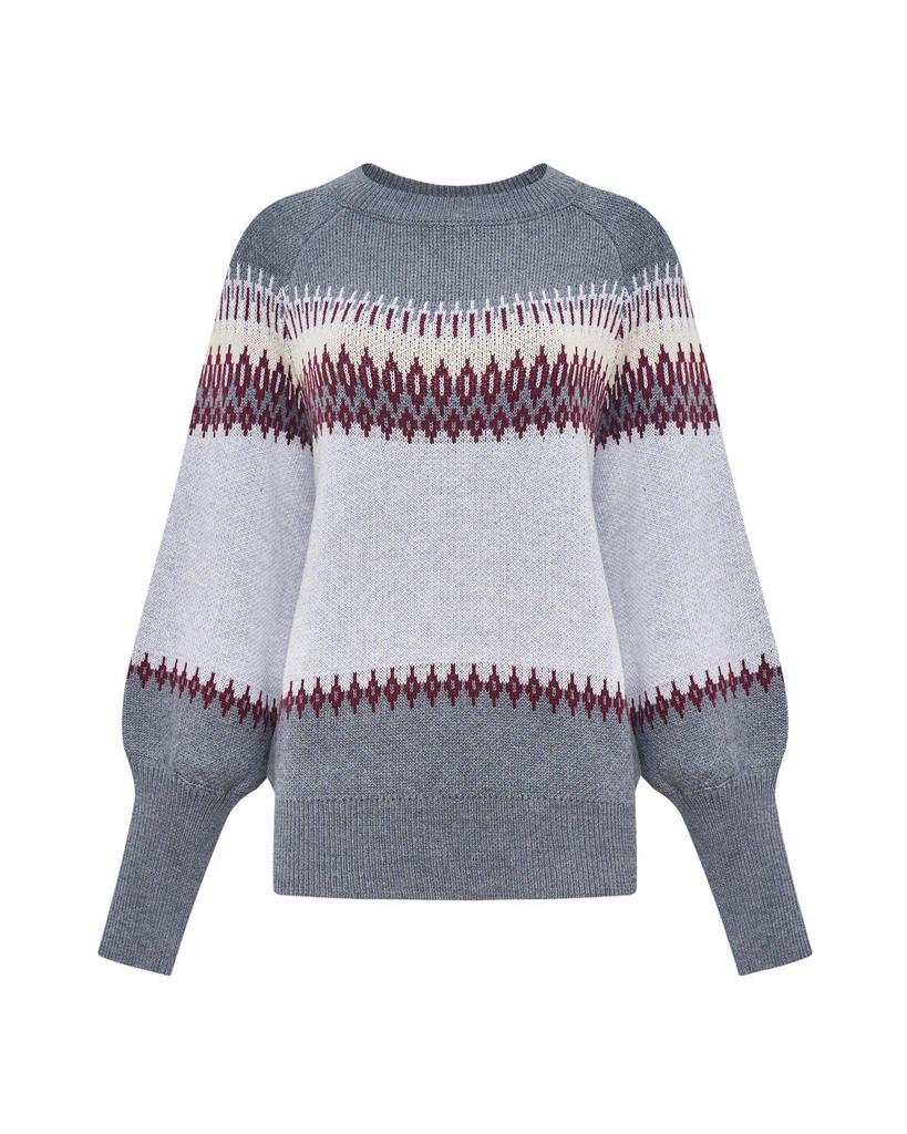 European & American Retro Patchwork Knit Sweater - Autumn/Winter, Round Neck, Long Sleeve