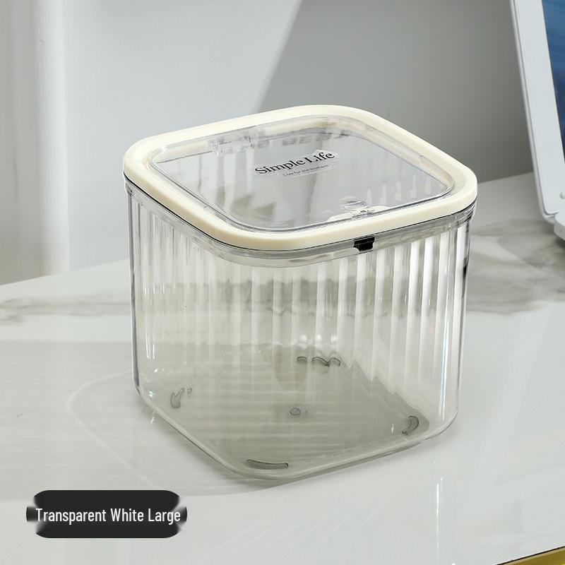 Transparent Desktop Trash Can with Lid - Stylish Hair Accessories and Storage Box