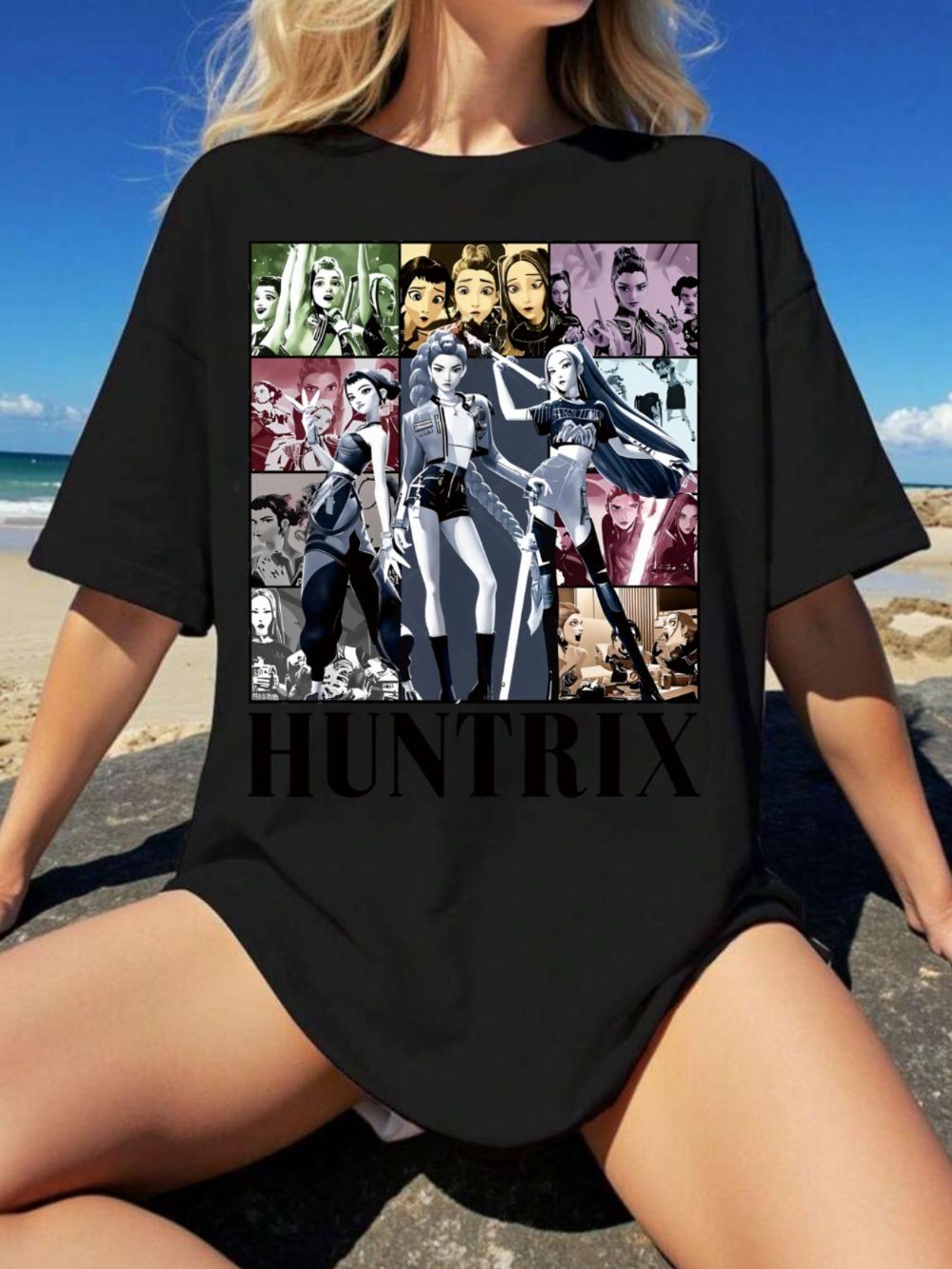 

Женская футболка оверсайз с графическим принтом «Охотница», вдохновленная фильмом, принт «Герой боевика», спущенное плечо, свободный крой, короткий рукав, летняя футболка 4XL