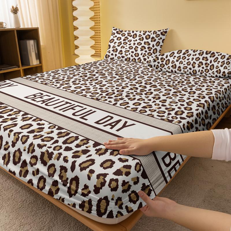 1 Simple Modern Printed Matte Fitted Sheet, Bedroom Printed Bed Cover, Bedding (Excluding Pillowcases)