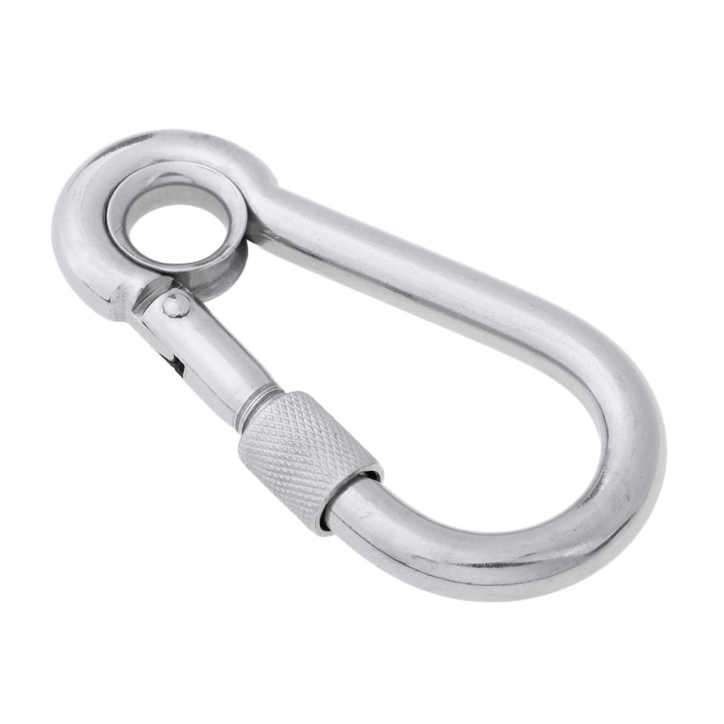 316 Stainless Steel Carabiner Spring Snap Hook with Eyelet Outdoor Camping