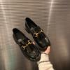 Full cowhide~ platform loafers women's autumn and winter 2025 new thick heel black small leather shoes British style~ single shoes