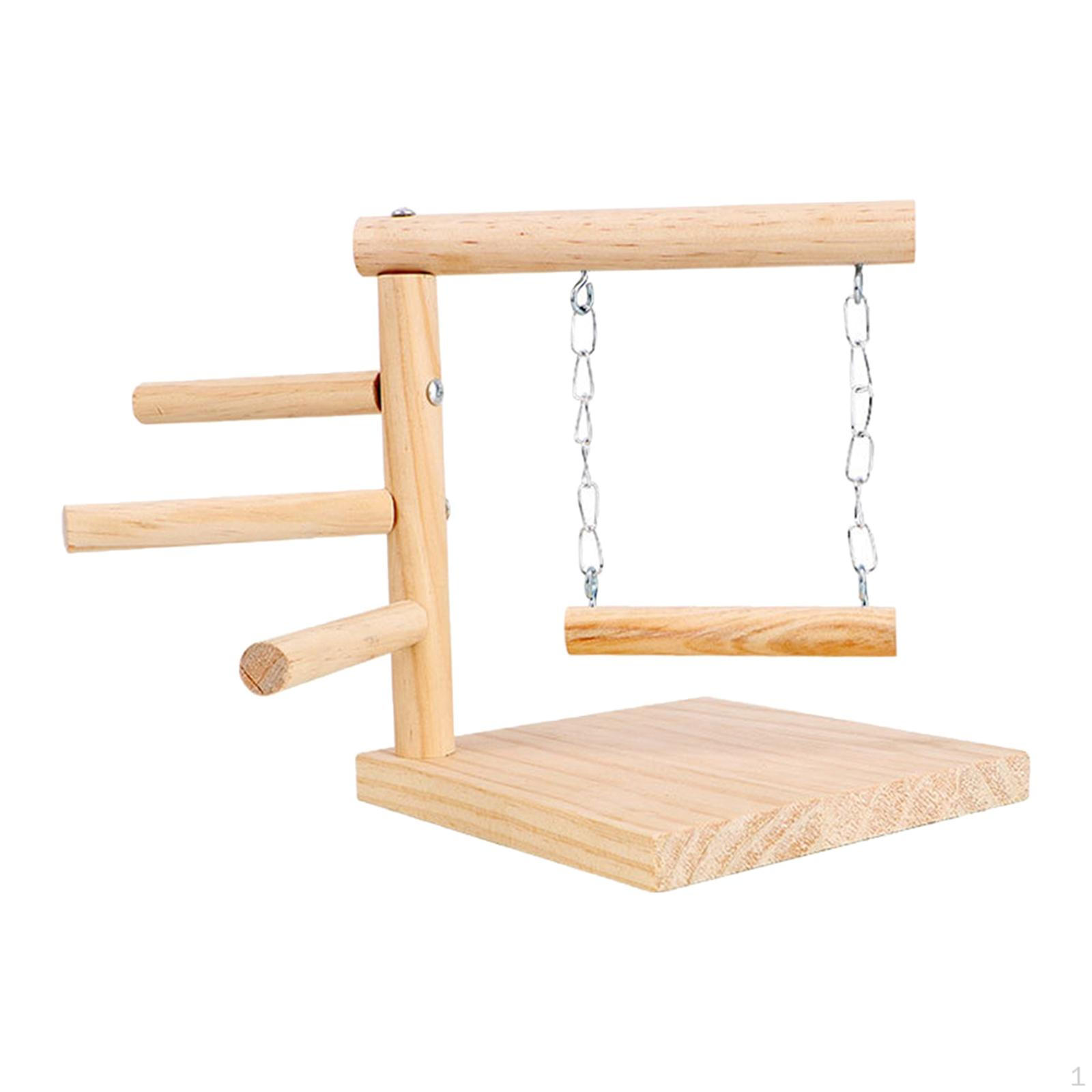 

Bird Activity Center with Perch and Swing for Small Parrots Crude Wood