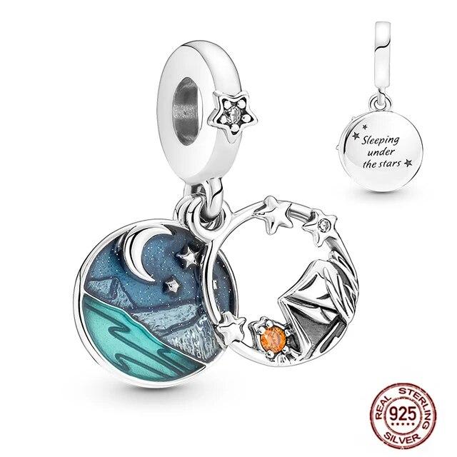 Charms FitFashion 925 Silver Original Bracelet Luminous Firefly Butterfly Turtle Feather Blue Eyes Beads DIY Daily Jewelry Gift