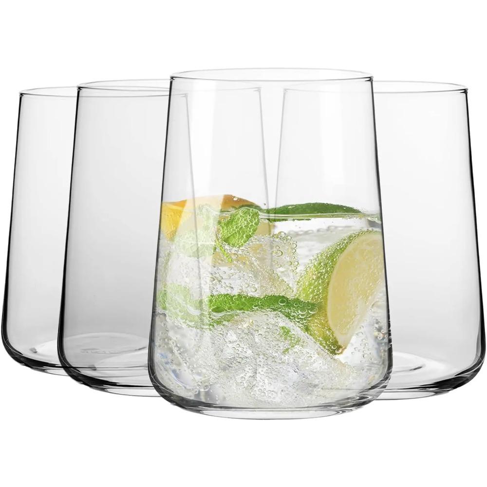 Glasses for Water, Juices and Other Drinks | Elegant Design | Set of 4 - Capacity 16.6 Fl Oz- Infinity Collection