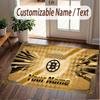 Custom Rug Boston Bruins Pattern Print Name Text Soft Non‑Slip Floor Carpet for Home Indoor Decoration