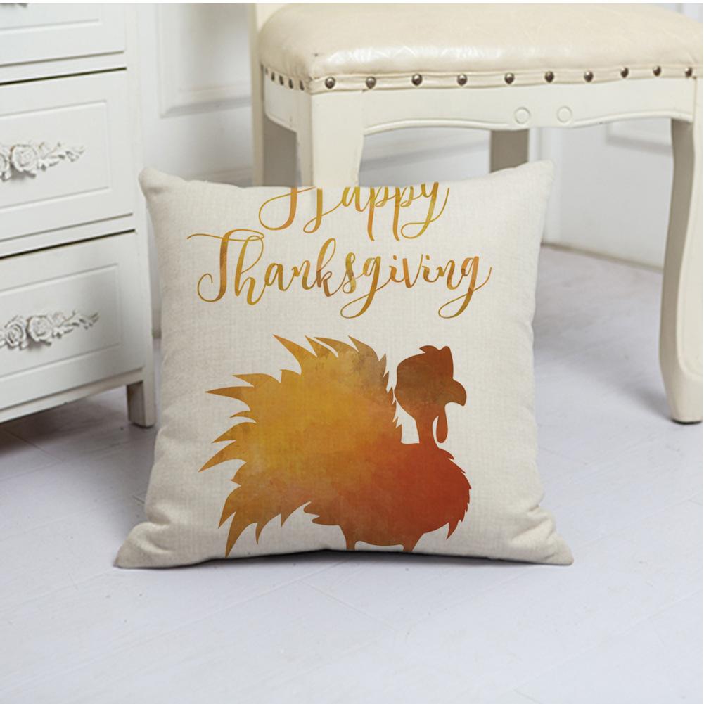 

White Pumpkin Thanksgiving Garland Flax Pillow Case European and American Fashion Home 45*45cm