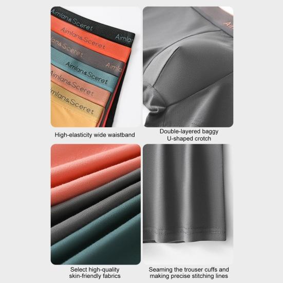 Men Boxer Underwear Elastic Mid-Waist Design U-Convex Shorts Briefs Letter Print U-Convex Panties Daily Wear