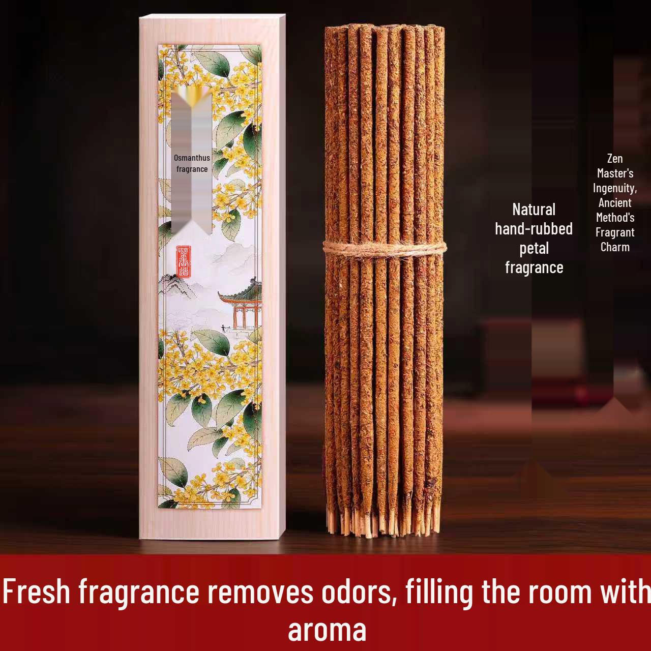Rose Leaf Hand-Rolled Sandalwood Incense: Natural Petal Sticks for Home Purification & Wealth Attraction.