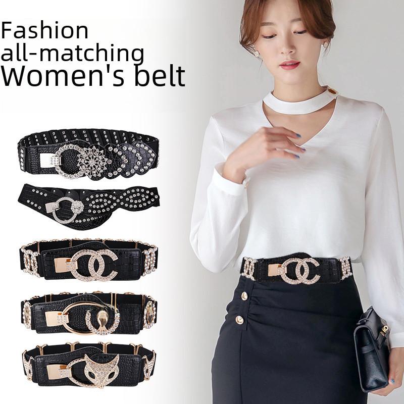 Stylish Womens Wide Crystal Belt With Alloy Buckle For Dress Fashion Accessory