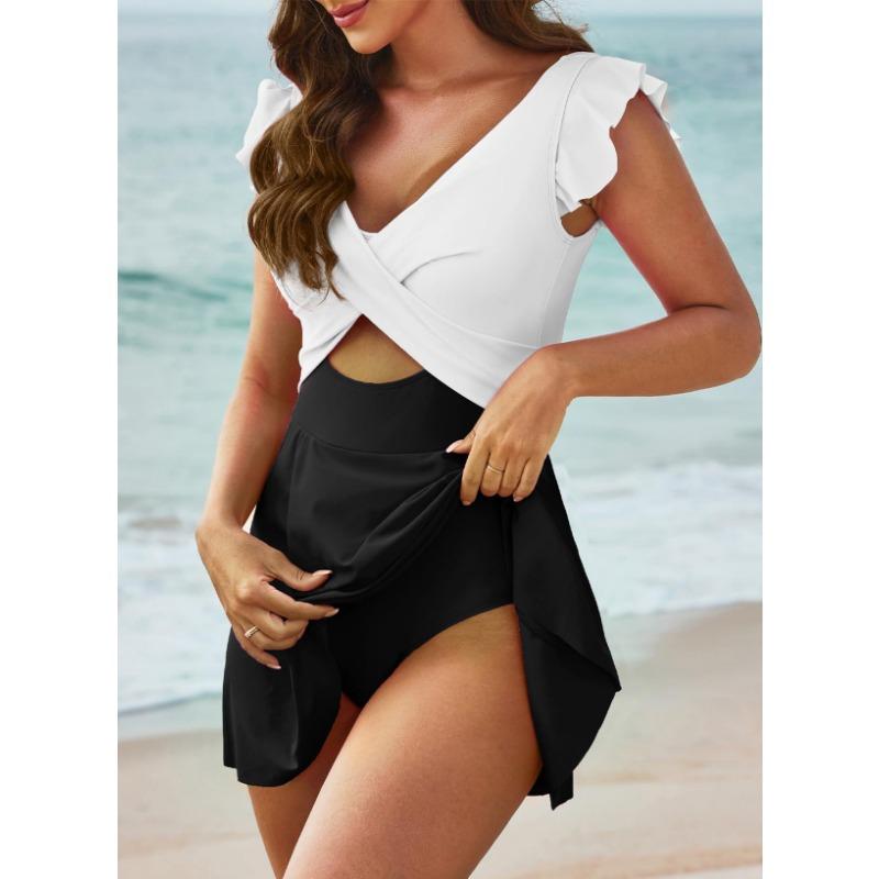 

Женский цельный бикини с рюшами, сексуальный купальный костюм с высокой талией, пляжный купальник, женский летний купальник XXL