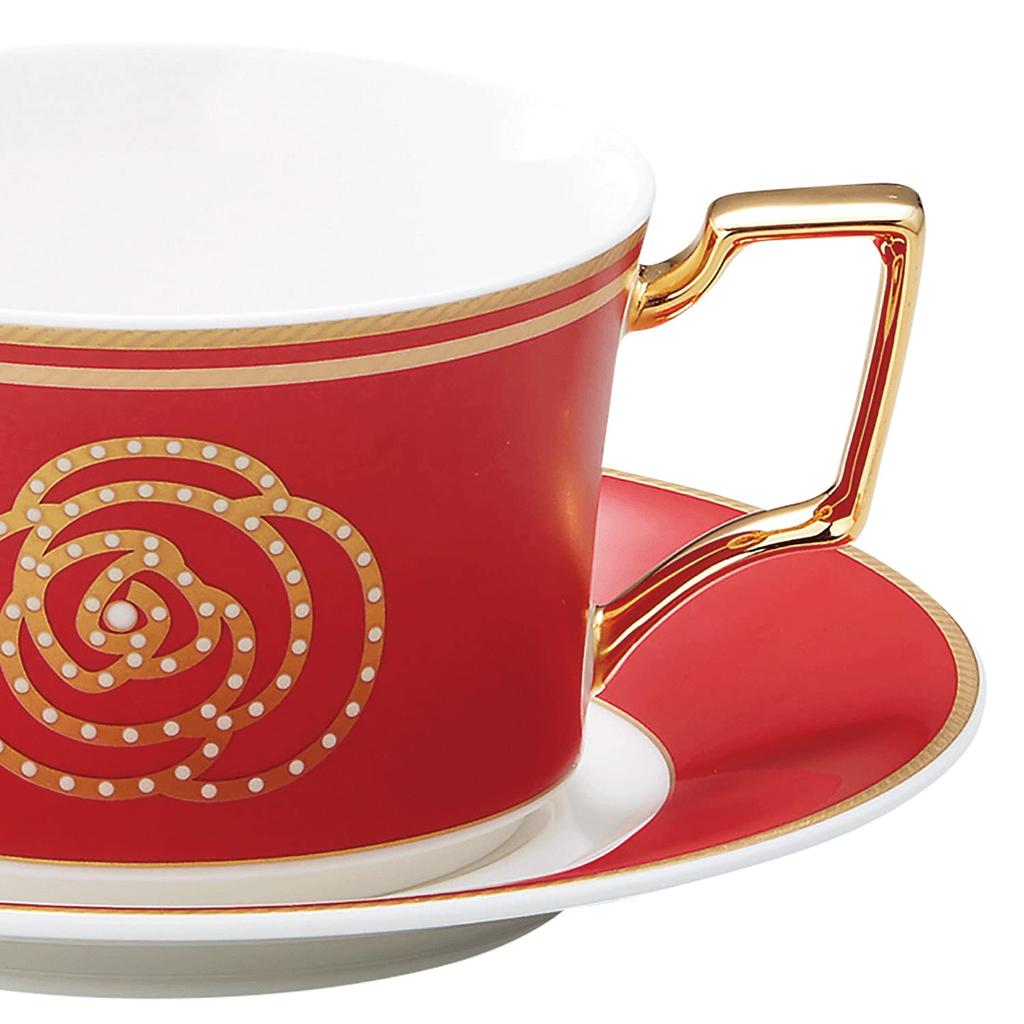 Noritake Cup Saucer 240cc Aidan Gold 1 Customer Red Bone China & (Coffee Tea) T93687/4941-1