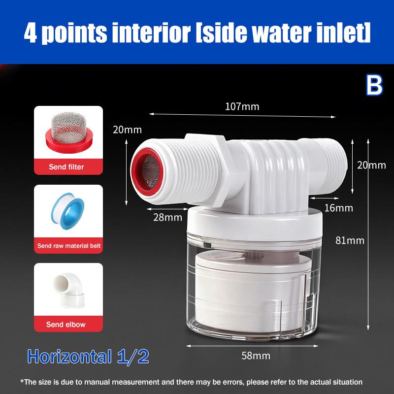 Torre valvola di controllo automatico del livello dell'acqua da 1/2" 3/4" con sfera galleggiante installata all'interno del serbatoio, ingresso e uscita senza spina.