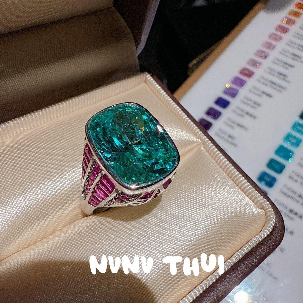 Italian Court Rouge Ruby Rose Cut Pendant Necklace Haute Couture Jewelry Rose Red Zircon Ring Set