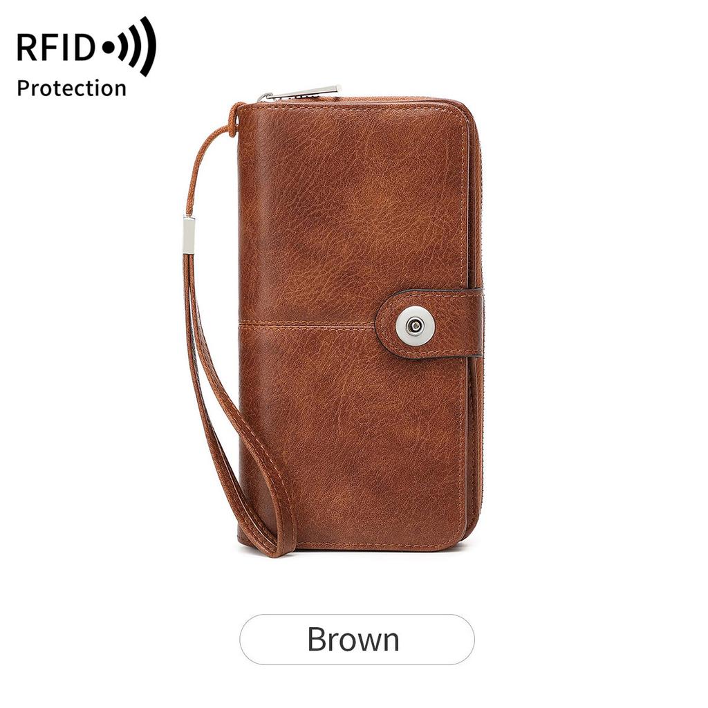 New Women's Wallet Multi-card Zipper Buckle Wallet Retro Large-capacity Long Wallet