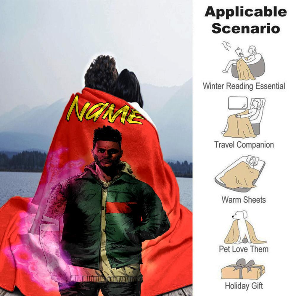 Customiz Name Personality The Weeknd Blanket Soft &Warm Sofa Office Bed Travel Lunch Break Blanket, Gift Suitable All Seasons